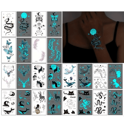 Neon Glow Temporäre UV-Tattoos