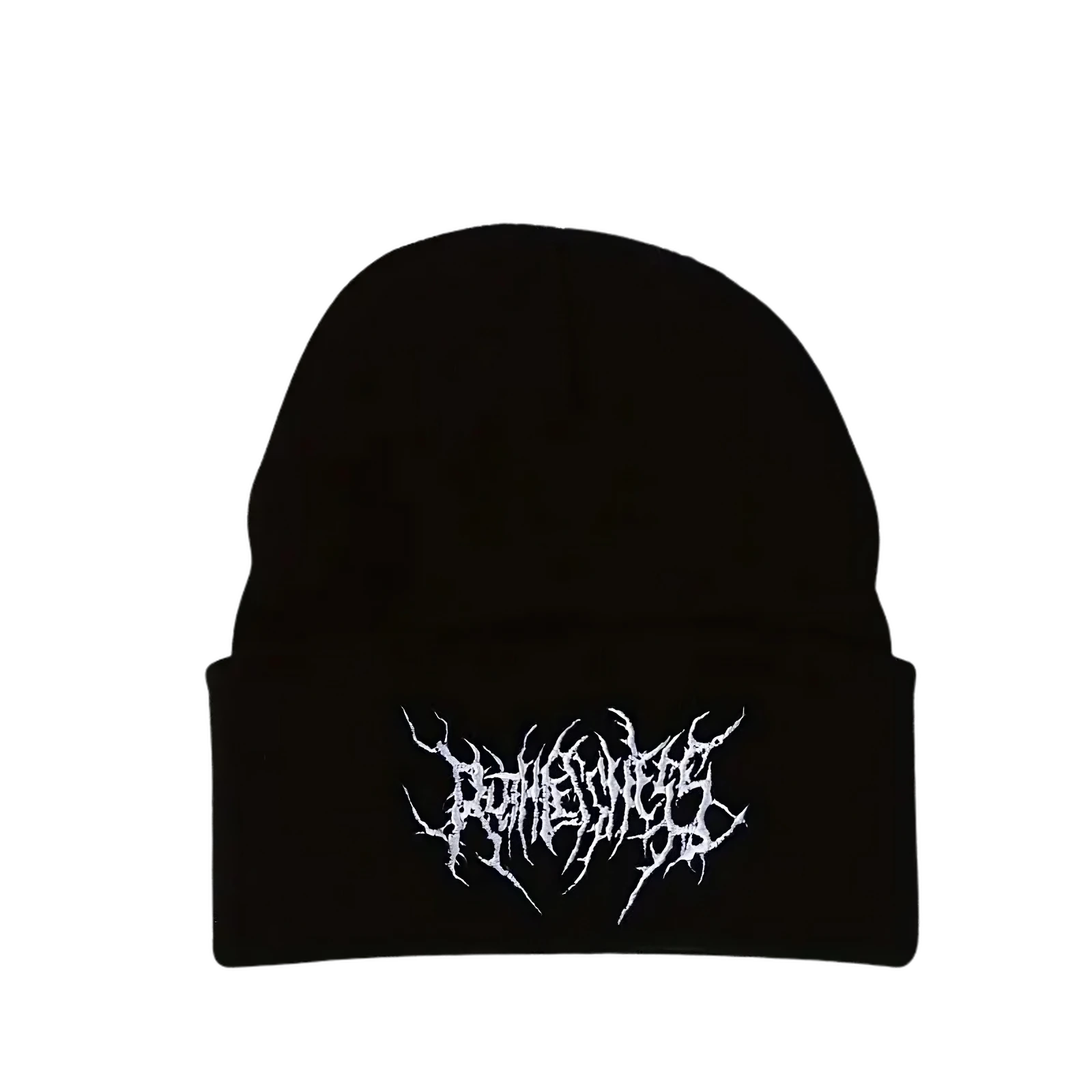 Relentless Beanie – Schwarze Mütze mit Logo-Print - Techno Essentials